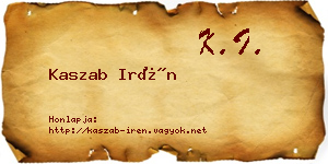 Kaszab Irén névjegykártya